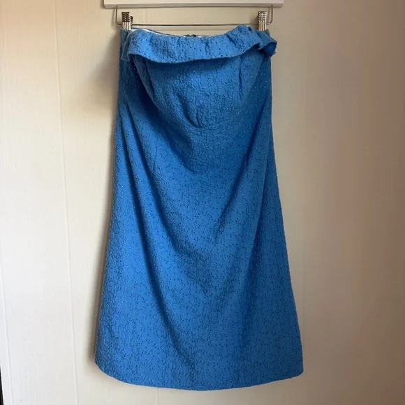 Lilly Pulitzer Brynne Strapless Blue Eyelet Dress Sz 6 Preppy Coastal Feminine - Picture 2 of 13